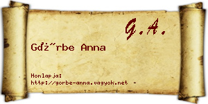 Görbe Anna névjegykártya